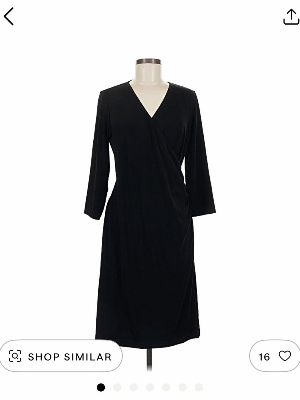 Chico's Black Long Sleeve Faux-Wrap Midi Dress